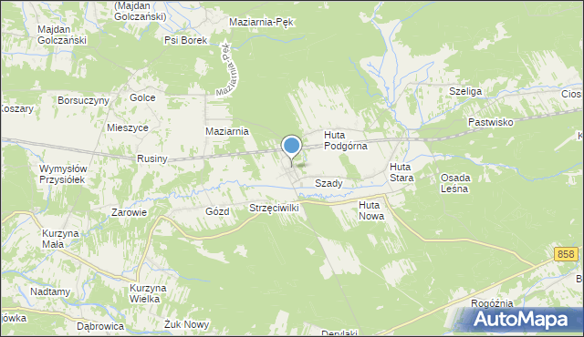 mapa Huta Krzeszowska, Huta Krzeszowska na mapie Targeo